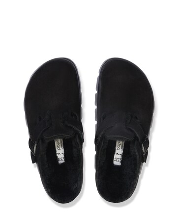 Birkenstock Boston PAP Chunky Shearling Suede Leather Mules - Standard Fit