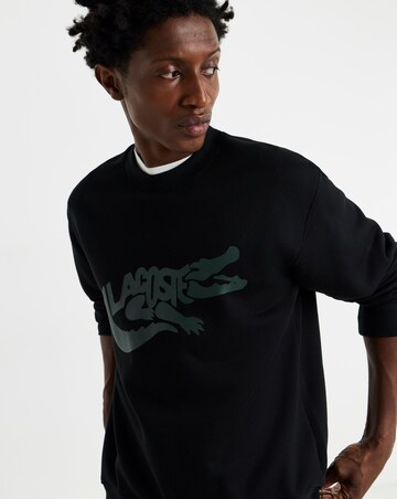 Lacoste Graphic Print Fleece Sweatshirt - Black