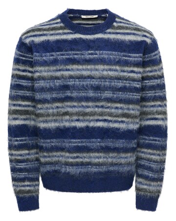 Only & Sons Aiden Relaxed Fit Long Sleeve Crew Knit Jumper - Ocean Blue