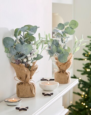 Artificial Mistletoe and Pinecone Plant Set of 2