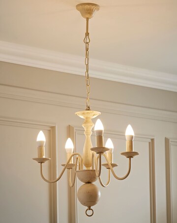 ValueLights Gothica Flemish Style 5 Way Ceiling Light Distressed White