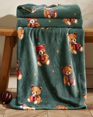 Catherine Lansfield Christmas Tartan Teddy Bears Throw