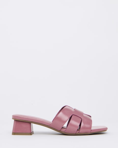 Sara Woven Mule Block Heeled Sandals - Extra Wide Fit (EEE)