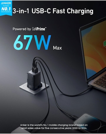 Anker Prime 67W GaN 3-Port Wall Charger - Black