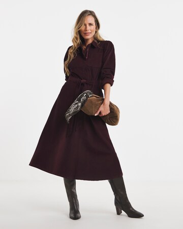 Burgundy Cord Long Sleeve Dress