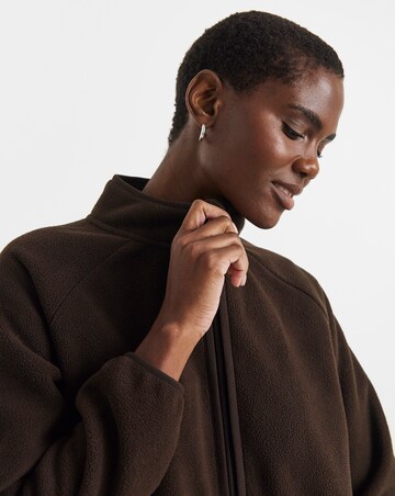 Chocolate Zip Through Longline Fleece