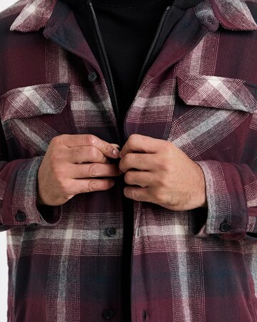 Hooded Borg Lined Check Overshirt