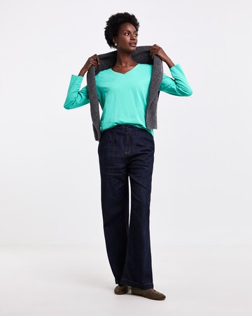 Teal V-Neck Long Sleeve T-Shirt