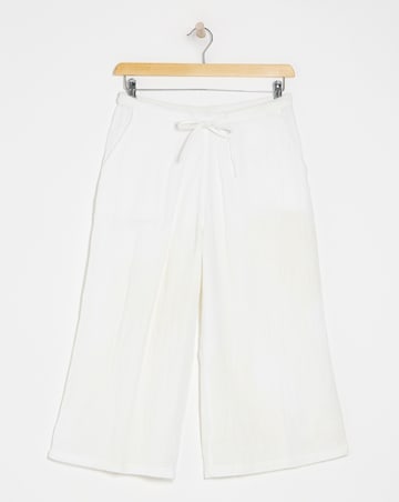 Pure Cotton Textured Cropped Wide Leg Culottes