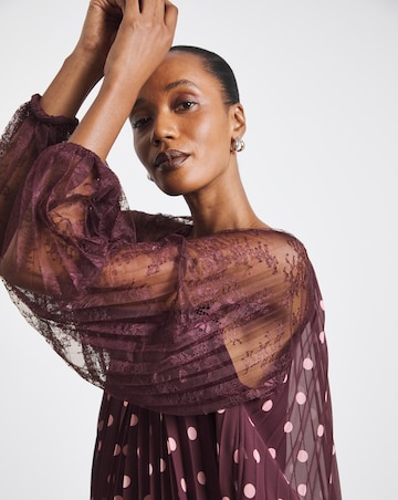 Joanna Hope Polka Dot Pleated Blouse