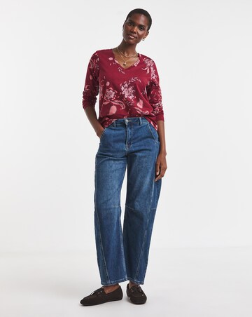 Teal, Print And Lilac 3 Pack V-Neck Long Sleeve T-Shirt