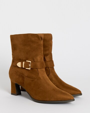 Heather Buckle Detail Heeled Ankle Boots - Extra Wide Fit (EEE)
