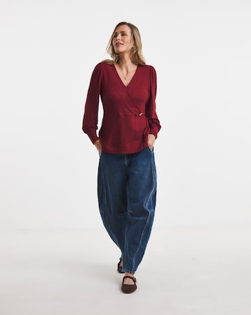 Mulberry V Neck Wrap Long Sleeve Cosy Top