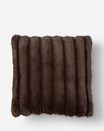 Ribbed Faux Fur Cushion - Chocolate