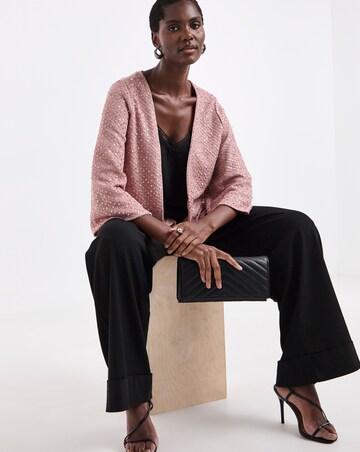 Pink Kimono Sleeve Sequin Cardigan