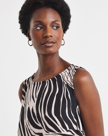 Printed Linen Mix Sleeveless Shell Top
