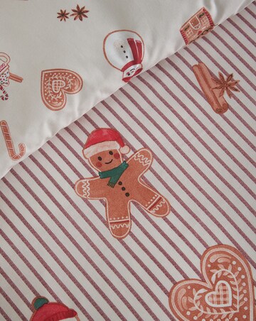 Catherine Lansfield Christmas Gingerbread Stripe Duvet Cover Set