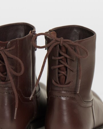 Jasmin Leather Flat Ankle Boots - Wide Fit (E)