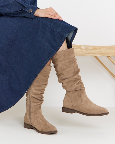 Pebble Knee High Ruched Boots Standard D Fit Standard Calf