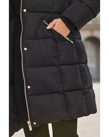 Sosandar Fur Trim Padded Coat