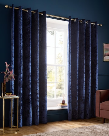 Catherine Lansfield Crushed Velvet Eyelet Curtains