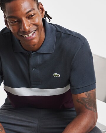 Lacoste Short Sleeve Colourblock Pique Polo - Burgundy