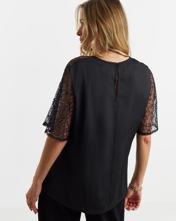 Black Lace Short Sleeve Top
