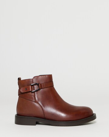 Jazz Leather Flat Buckle Ankle Boots - Wide Fit (E)