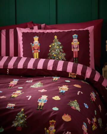 Catherine Lansfield Christmas Nutcracker Stripe Duvet Cover Set