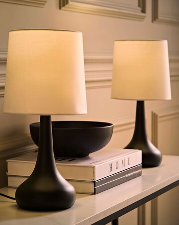 ValueLights Teardrop Pair of Black Chrome Touch Table Lamps