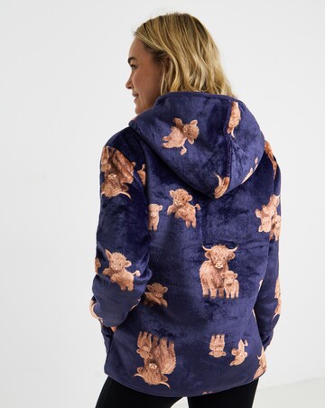 Pretty Secrets Highland Cow Zip Up Lounge Cardigan