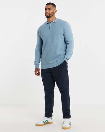 Textured Long Sleeve Knitted Polo