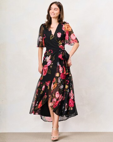 Hope & Ivy The Raven Wrap Dress