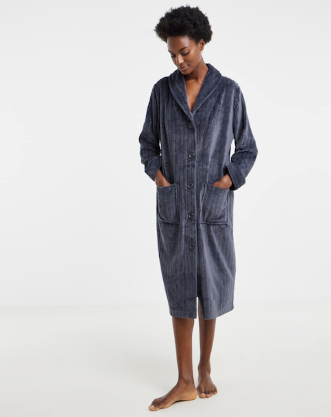 grey jersey dressing gown Lightweight Marl Stripe seasoncode-2605