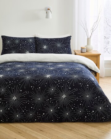 Winter Star Fleece Duvet Cover Set Sherpa Reverse