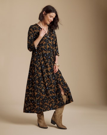 Julipa Printed Button Down Jersey Midi Dress