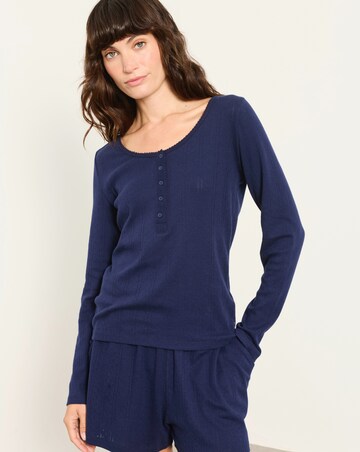 FatFace Hattie Navy Henley Pyjama Top
