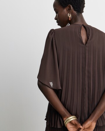 Joanna Hope Pleated Keyhole Blouse