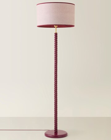 ValueLights Amara Pink Twist Floor Lamp with Colour Match Inner Shade