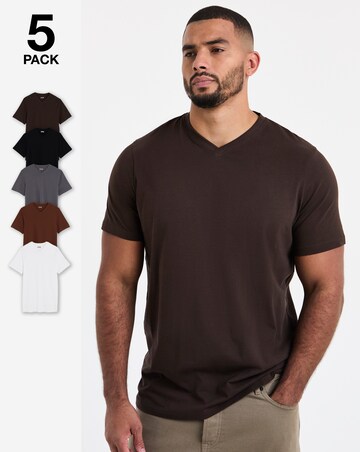5 Pack Pure Cotton V Neck T-Shirts