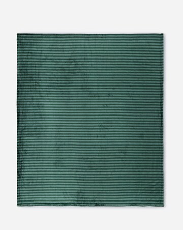 Printed Stripe Fleece Throw - Forest Green