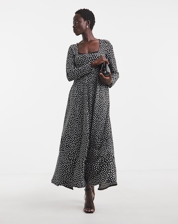 Spot Print Sweetheart Neckline Dress