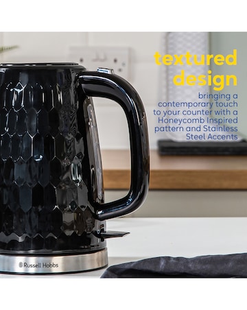 Russell Hobbs 26051 Textured Honeycomb Black Kettle
