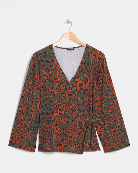 Flared Sleeve Wrap Top