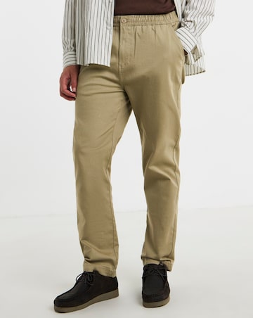 Herringbone Elasticated Waist Straight Fit Trouser