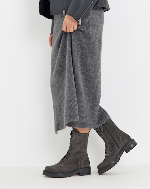 Raquel Chunky Lace Up Suede Boots - Extra Wide Fit (EEE)