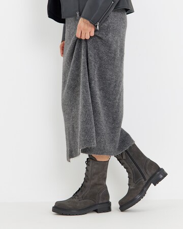 Raquel Chunky Lace Up Suede Boots - Wide Fit (E)