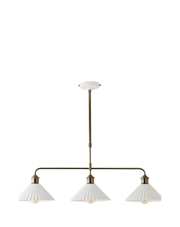 ValueLights Burford Ceramic Ribbed 3 Drop Diner Bar Ceiling Light