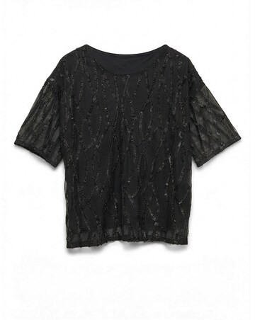 Vero Moda Chiara O-Neck Sequin Jersey Top