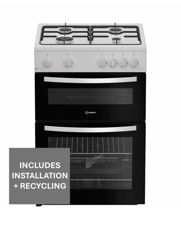 Indesit ITG6GW 60cm Gas Twin Cooker - White + Installation